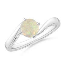 ANGARA Classic Round Opal Solitaire Bypass Ring for Women in 14K Solid Gold - £578.35 GBP