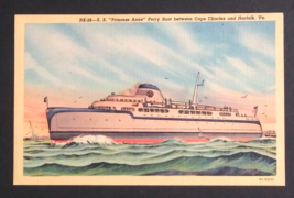 SS Princess Anne Ferry Boat Cape Charles &amp; Norfolk Virginia Linen Postcard 1940s - £6.42 GBP