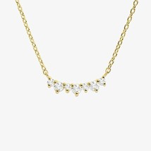 0.18Ct Round Simulated Diamond Curved Pendant Necklace 14K Yellow Gold Plated - £51.19 GBP