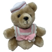 Heartline Snuggables Buffy Teddy Bear Plush Pink Sailor Outfit 1985 Vintage 7 In - $9.85