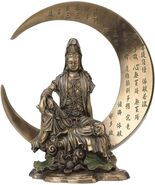 Kwan Yin on Crescent Moon 41755 Cold Cast Bronze 7.75" H Goddess of Comp... - $44.55
