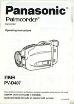 Operating Instructions Manual  for the Panasonic VHS-C Palmcorder PV-D407 1997 - £3.90 GBP