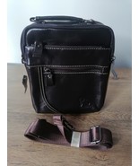 mens genuine leather cross body shoulder bag Brown - $34.16