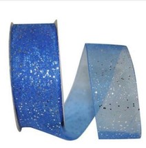 Royal Sheer Glitter Ribbon - 1 1/2&quot; x 25 Yds - 100% Nylon (2 Pack - 50Yds Total) - £9.92 GBP