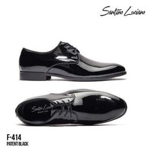 Men Santino Luciano Formal Dress Shoes Patent Leather Shiny Lace up F414 Black image 3