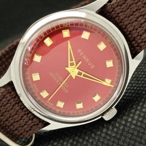 ANTIQUE-STYLE BENRUS SWISS MENS HAND-WINDING RED DIAL WATCH a425613-1 - $24.99