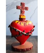 Ebros DOD Sacred Heart Of Jesus W/ Crown Of Thorns Roses &amp; Cross Statue - $547.38 MXN