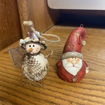 Snowman Heart on Bottom and Santa Claus Christmas Tree Ornaments - £15.65 GBP