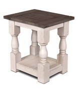 Rustic French Rectangular Side Table in Distressed White and Brown Solid... - $1,169.90 CAD