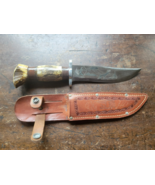 Custom Handmade Camping Hunting Knife Stag Horn Handle Indian Hunting Scene - $1,364.06 MXN