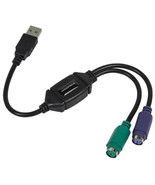 Dual PS/2 Keyboard &amp; Mouse Convert old PS2 to USB Adaptor Cable MONOPRIC... - $30.72 CAD