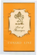 Cunard Line RMS Queen Mary Cabin Class Passenger List 1959 New York Sout... - £14.04 GBP
