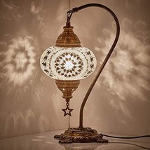DEMMEX 33 Colors Turkish Moroccan Mosaic Table Lamp Swan Neck Handmade Desk B... - £67.97 GBP