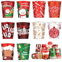 100 Pcs Christmas Paper Cups Disposable Coffee Cups 9 Oz Christmas Tea Cups Merr - $27.99