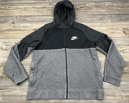 Nike AV15 Jacket Hoodie Full Zip Mens Medium Color Block Black/Gray #863... - $26.73