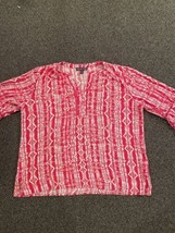 Gloria Vanderbilt Shirt Womens Size XXL Pink V-Neck 3/4 Sleeve Pullover Top - £5.23 GBP