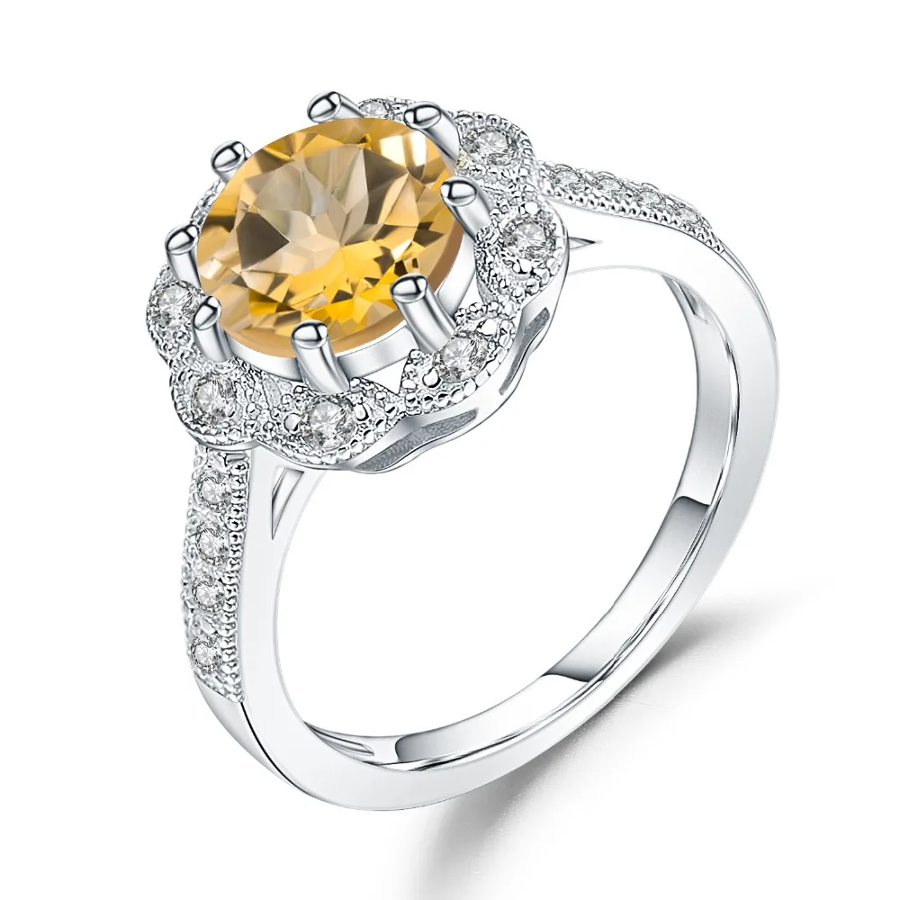 2.01Ct Natural Citrine Gemstone Ring 925 Sterling Silver Vintage Rings For Women - £41.40 GBP