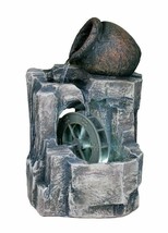 Jug Pot Water Mill Rock Tabletop Fountain Indoor Outdoor Decor w/ Pump LED Light - £141.53 GBP