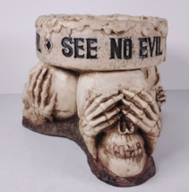 &quot;Hear, See, Speak No Evil&quot; Human Skulls Candleholder / Trinket Dish / As... - £7.67 GBP