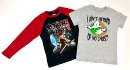 Lot of 2 Boys TShirts Star Wars &amp; Ghostbusters Sz Small Halloween Youth - $9.85