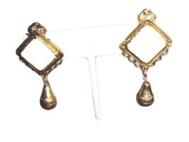 Vintage Earrings Mod Boho Danglers metal enamel pierced post gifts for her - £7.70 GBP