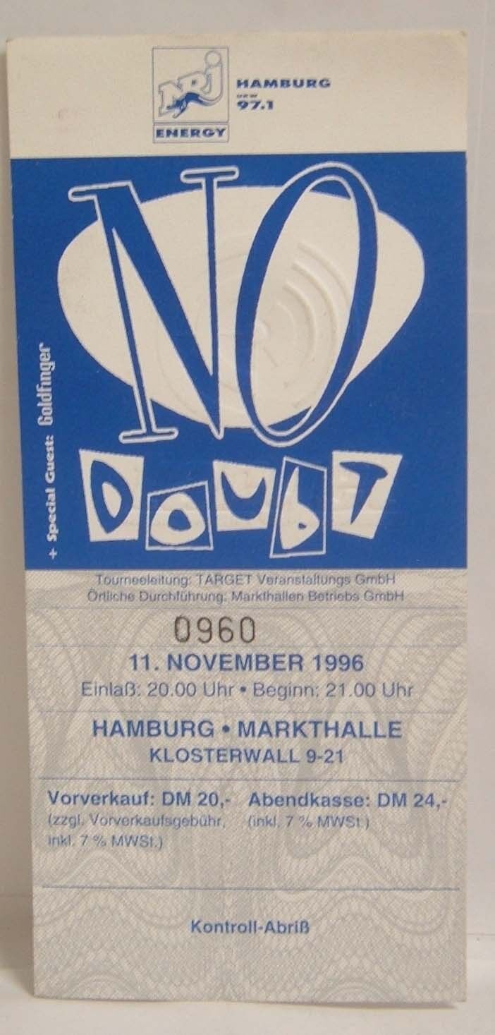 NO DOUBT / GWEN STEFANI - VINTAGE 1996 UNUSED WHOLE CONCERT TICKET - $15.00