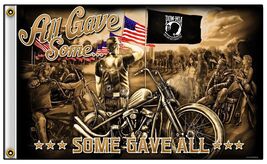 DELUXE BIKER FLAG POW MIA VETERAN FL776 3x5 bikers item flags NEW MOTORC... - $17.68