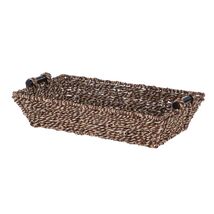 Rectangle Brown Seagrass Basket with Wood Handles, 17.5”L X 10” W X 4”H - $27.24