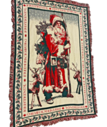 kristkindl fredericksburg tapestry throw santa claus reindeer 68 x 46 in... - $39.00