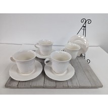 Pfaltzgraff Gazebo White Coffee Tea Cups Mugs and Saucers Set of 4 - $19.97