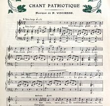 Patriotic Song Sheet Music 2 Pages Le Noel 1911 Antique Print French DWT14B - $14.99