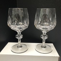 Natchmann Sonja Pattern 2 Wine Goblets Crystal Clear Stems 6.5in 8 oz Ge... - $19.20