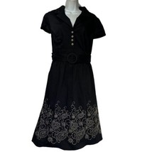 OC by Oleg Cassini black sleeveless V-neck button front Belted Dress Size 20 - £30.53 GBP