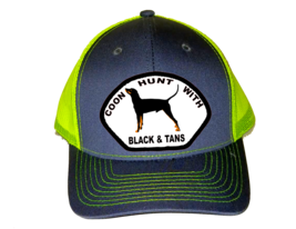 Cap Hat Gray Neon Yellow Mesh Back Black &amp; Tans Coonhound Coon Dog - $20.99