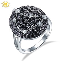 12 Constellation 925 Silver Rings Natural Black Spinel Sterling Silver Rings Uni - £51.97 GBP