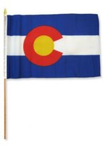 Moon Knives 12''x18'' Wholesale Lot of 12 State of Colorado Stick Flag wood Staf - £23.67 GBP