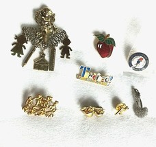 9 TEACHER Themed Lapel Pins Angel Charms Apples School Children First Brooch - $20.49