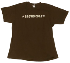 Browncoat Firefly Aim to Misbehave T Shirt Serenity Outlaw Large Vintage Brown - £15.83 GBP