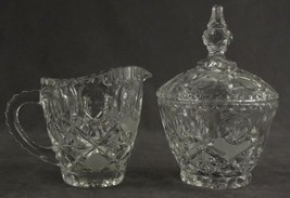MODERN Crystal Clear Industries Creamer &amp; Covered Sugar THUMBPRINT Etch ... - $383.61 MXN