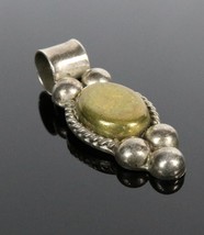 Vintage 925 Sterling Silver Teardrop Brass Bead Rope Grape Necklace Pendant 7.4g - £16.27 GBP