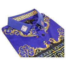 Men's Sports Polo Shirt Barocco Fashion Printed Short Sleeves Soft BSP612 Indigo image 3
