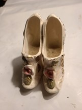 VINTAGE Japan Victorian Pink Shoes Flowers Bisque Figurine Planter - £7.09 GBP