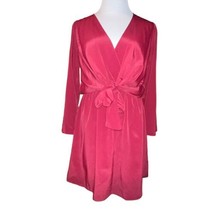 TOPSHOP RED V NECK TIE FRONT CROSSOVER LONG SLEEVE MINI DRESS WOMEN SIZE 4 - $10.36
