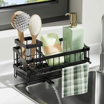 Sponge Holder For Kitchen Sink Organizer, Sink Caddy With High Brush, Black - $689.11 MXN