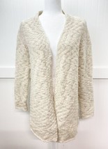 J.Jill Chunky Knit Cardigan Sz Small Beige Wool/Alpaca Blend Open Front Sweater - £18.53 GBP
