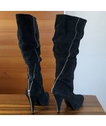 Pour La Victoire Boots Size 10 Knee-High Black Suede Zipper Design High ... - £124.88 GBP