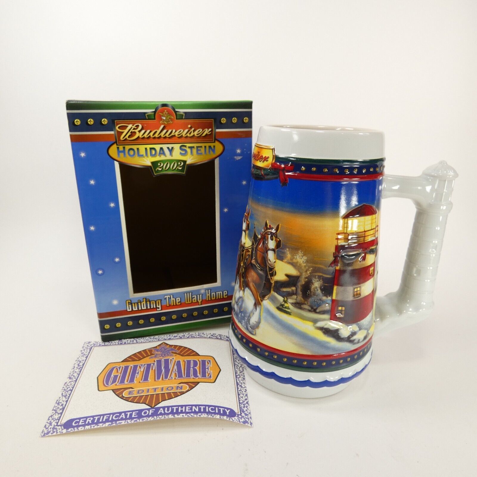 Primary image for Budweiser 2002 Guiding The Way Home Holiday Bear Stein Box & COA CS528 ZXKJW