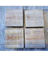 Wood Square Coasters Set Of 4 Etched Aztec Tribal Southwestern Drink Hol... - $381.36 MXN