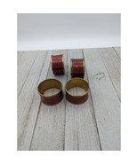 Set of 4 Brass Metal Napkin Rings Red Maroon 1 3/4&quot; - £7.93 GBP