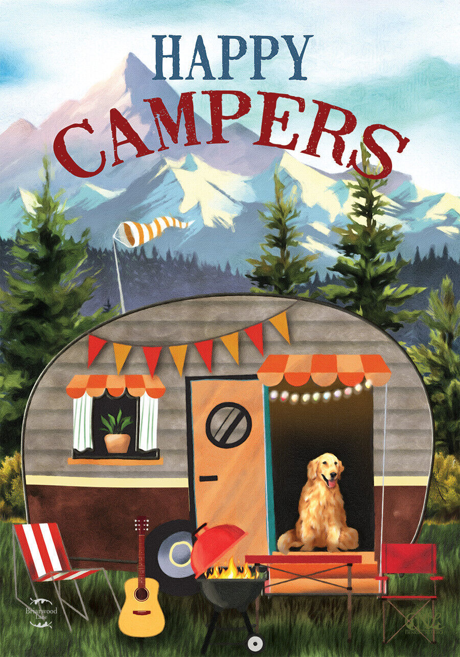 Great Outdoors Camper Fall Garden Flag Rv Dog Autumn 12.5" X 18" - $19.99
